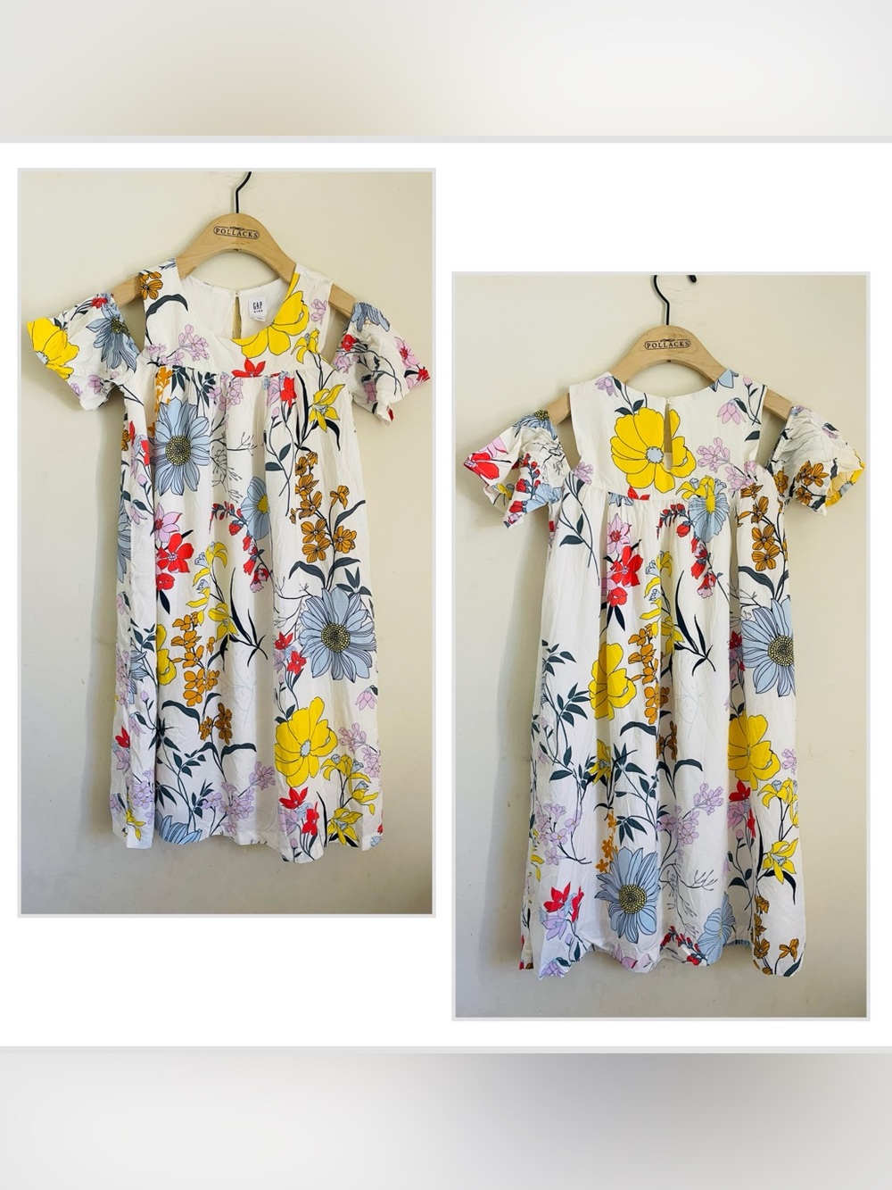 Gap Kids Floral Botanical Cold Shoulder Dress Ivory Size L (10-11) NWT